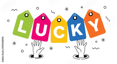 Set of colorful lucky tags vector