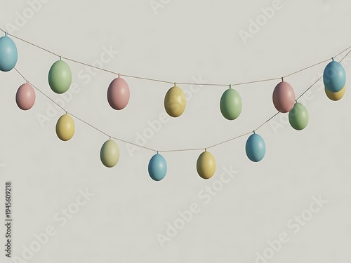 Hanging String of Pastel Easter Eggs Decoration