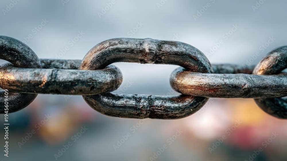 Fototapeta premium Close-Up of Metal Chain Links with Detail