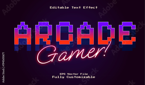 Arcade Gamer Neon Text Effect for Gaming