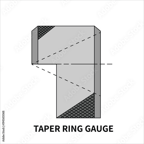 Technical Cross-Section Diagram of a Taper Ring Gauge Vector Illustration.eps