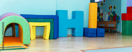 Obraz na plátně Interior of a recreation and rehabilitation center with soft, colorful play elements
