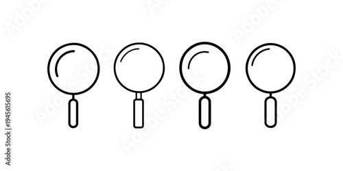 Magnifying glass icon set. search symbol. zoom icon set. discover icon. explore icon. find icon. loupe icon. investigation icon.