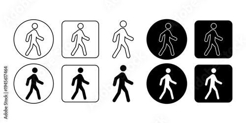 Walking activity icon collection showing pedestrian movement poses for daily mobility