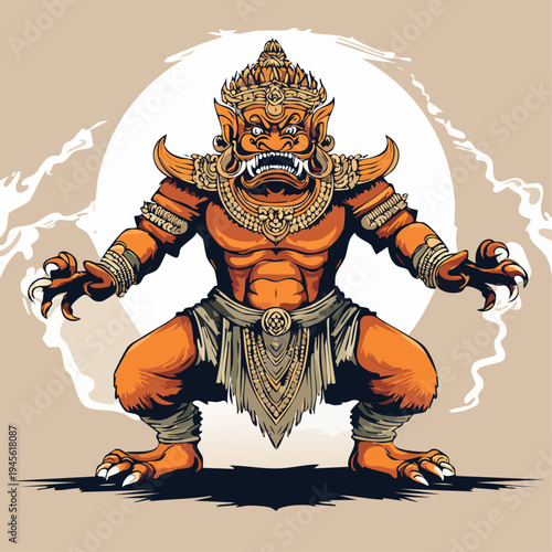 A powerful mythological giant in traditional Thai style art
