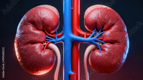 Wallpaper Mural High-Tech Human Kidney Anatomy Visualization: 3D Medical Models of Kidneys (Showcasing Vascular Systems, Renal Structures, and Futuristic Color-Coded Diagrams) Set Against Scientific Backdrops Torontodigital.ca