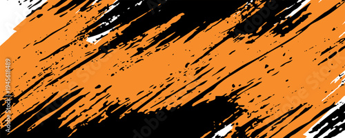 orange black brush Car sticker wrap pattern banner abstract sporty lines black orange color combination grunge brush modern pattern racing motorsport vector design.