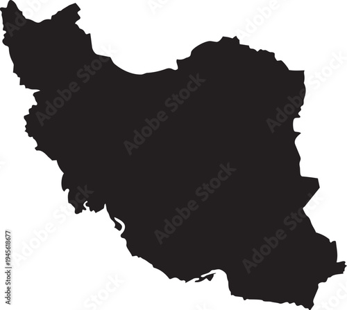Black silhouette map of Iran a simple vector graphic representing the countrys borders for informational or travel purposes isolated on a white background
