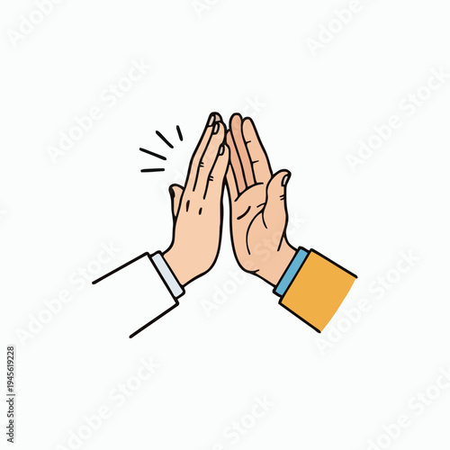 Two Hands Giving a High Five with White Background and Sparks Celebrating Success and Teamwork in Casual and Business Attire