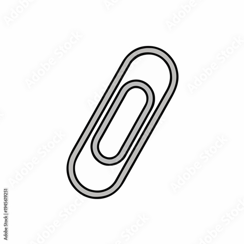 Simple Metallic Gray Paperclip Isolated on a White Background with Clean Lines and a Classic Design