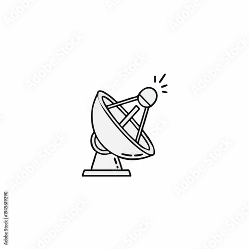 Satellite Dish Antenna Icon Vector Graphic Communication Technology Signal Receiver Broadcast Equipment Technology Science