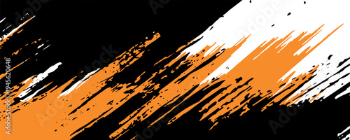 orange black brush Car sticker wrap pattern banner abstract sporty lines black orange color combination grunge brush modern pattern racing motorsport vector design.