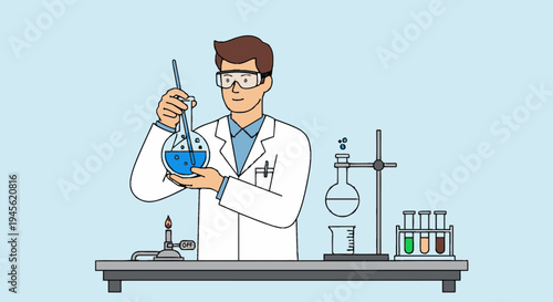Male Scientist Conducting Laboratory Experiment.