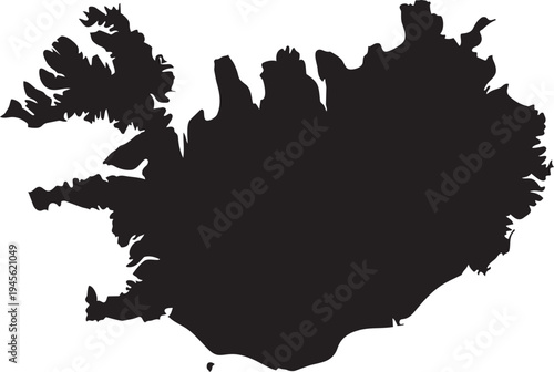 Black silhouette map of Iceland a simple vector outline for travel and geography concepts isolated on a white background