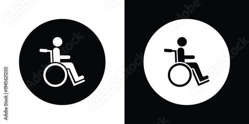 Accessible wheelchair symbol centered within a bold circular background. Clean monochrome icon design used for disability access signage, inclusive services, public facilities guidance, and universal 