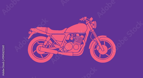 Motorcycle Illustration Side View Design.
