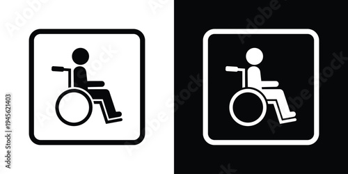 Universal wheelchair accessibility icon framed inside a rounded square interface style symbol. Clean monochrome design suitable for apps, signage, digital interfaces, and accessibility indicators for 