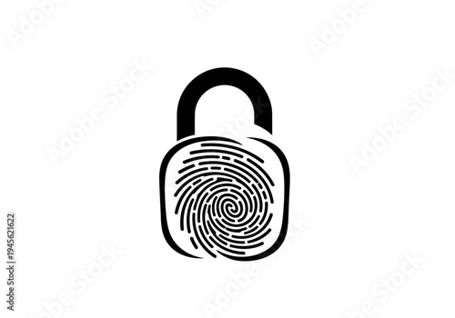 Biometric Security Padlock With Fingerprint Icon