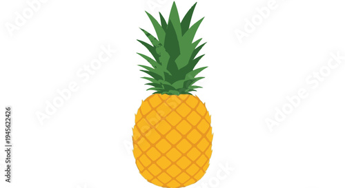 Pineapple Fruit with Green Leaves.