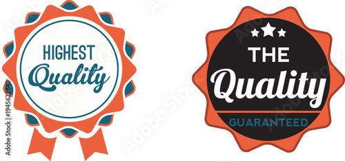 Two contrasting quality award badges displayed side by side for comparison