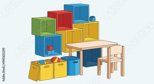 Colorful Kids Furniture and Toy Storage Solution