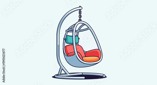 Cozy Hanging Egg Chair Graphic Illustration on Light Background