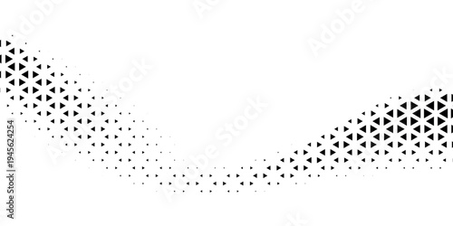 Triangular halftone background. Vector geometric technology abstract background. Halftone triangles retro pattern. Minimal 80s style dynamic tech geometric pattern.