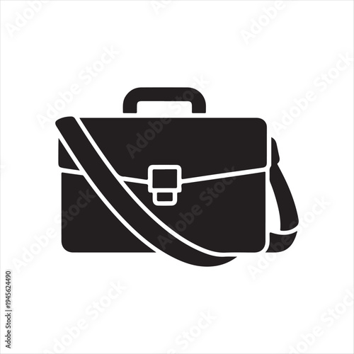Business Briefcase with Shoulder Strap Icon Representing Professional Work Bag On White Background