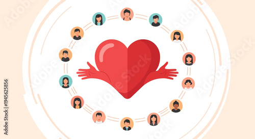 Community Love and Connection: Heart Embracing People Circle
