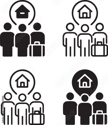 Isolated Displaced People Awareness Icon Design, Displaced People Awareness icon, Displaced People Awareness vector, global humanitarian awareness concept, refugee crisis support
