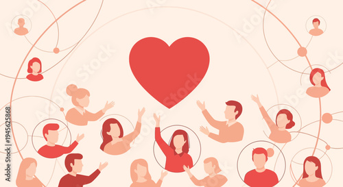 Community Love Network: People Reaching for Heart Symbol