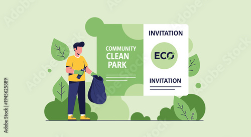 Community Park Cleanup Invitation - Eco Friendly Event