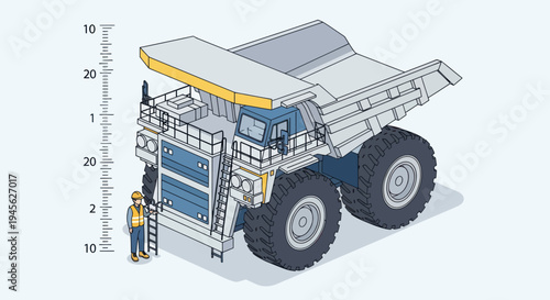 Massive Mining Haul Truck with Worker for Scale.