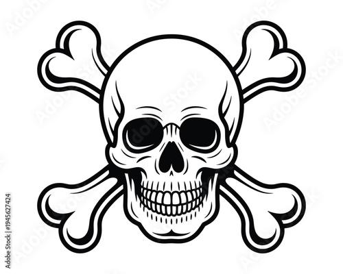 Stylized black and white skull and crossbones illustration representing danger or poison