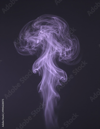 Ethereal Purple Smoke Rising Against Dark Background, Abstract Swirling Vapor for Mystical or Atmospheric Design Concepts