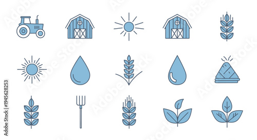Agriculture Farm Icons and Symbols.