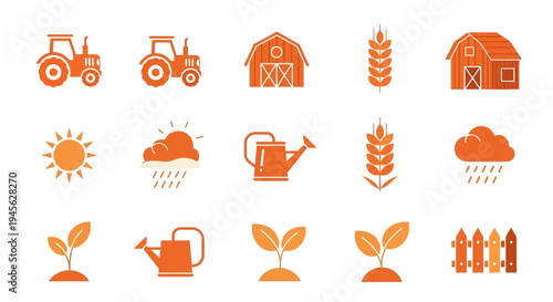 Agricultural icons for farming and growth.