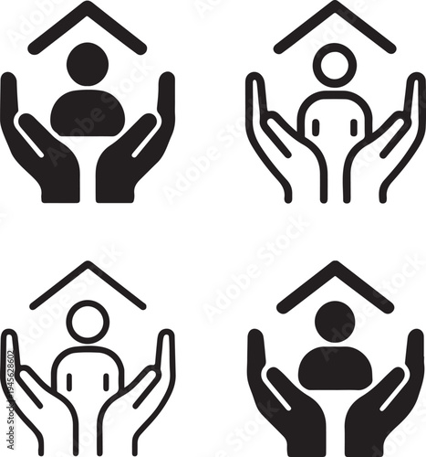 Isolated Refugee Help Hands Icon Design, Refugee Help Hands icon, Refugee Help Hands vector, humanitarian support awareness concept, refugee aid campaign