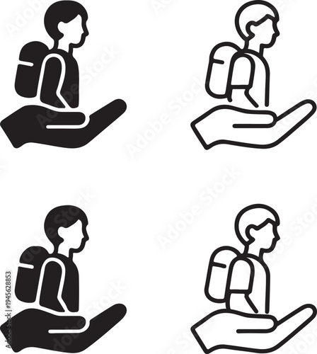 Isolated Refugee Support Awareness Icon Design, Refugee Support Awareness icon, Refugee Support Awareness vector, humanitarian help campaign concept, global solidarity support