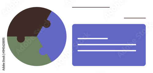 Networking, global business, teamwork, communication, branding, problem solving. Circular puzzle piece globe with a business card design. Networking and global business concept