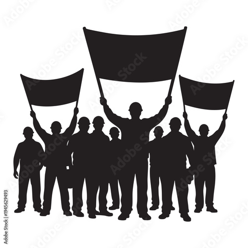Group of people holding flags together in a demonstration or rally