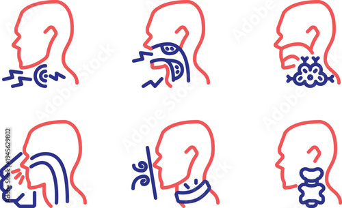 Illustrations of human head profiles with digestive and speech system diagrams inside