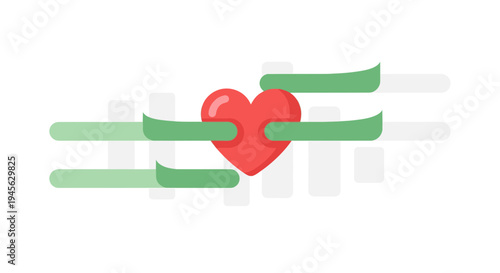 Red Heart Protected by Green Hands - Love, Care, Support Concept