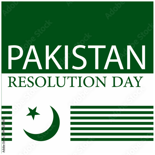 Pakistan Resolution Day vector background with green and white color theme inspired by the national flag. Minimal modern design celebrating 23 March Pakistan Day with crescent moon and star elements. 