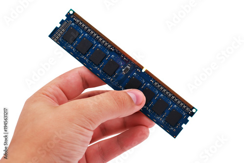 Φωτογραφία Hand holding DDR3 RAM memory module computer hardware part