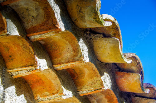 Terracotta roof tiles displaying mediterranean architecture texture