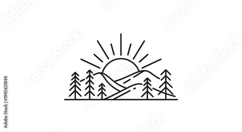Mountain sunrise vector illustration