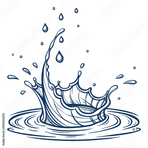 A blue illustration of a splash of water