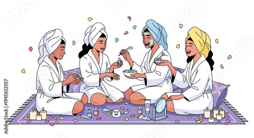 Diverse Group of Women Enjoying a Relaxing Spa Day with Facials