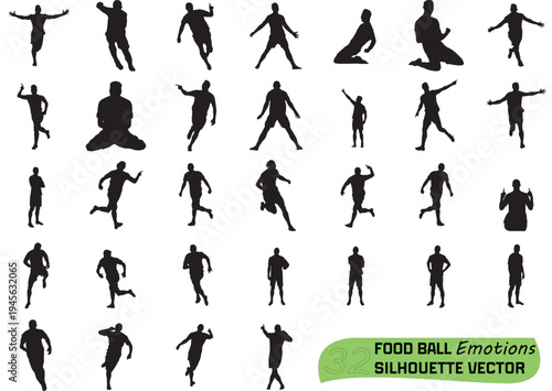 Collection of diverse black silhouettes depicting people in various active poses